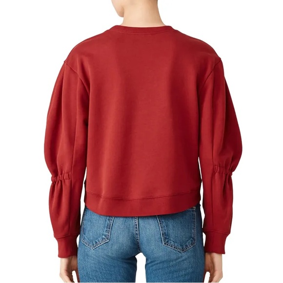 Tibi NEW Sculpted Sleeve Sweatshirt Dark Red - Picture 2 of 9